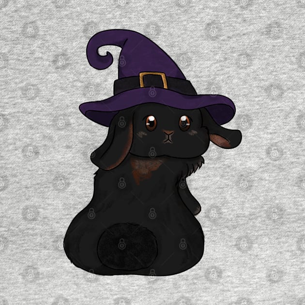 Black Rabbit Witch Left _ Bunniesmee Halloween Edition by GambarGrace